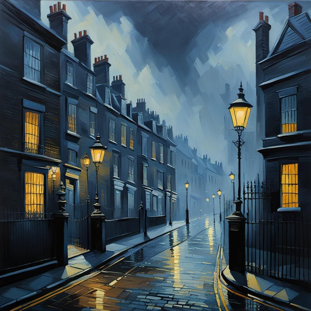 Victorian London Foggy Morning Street Scene