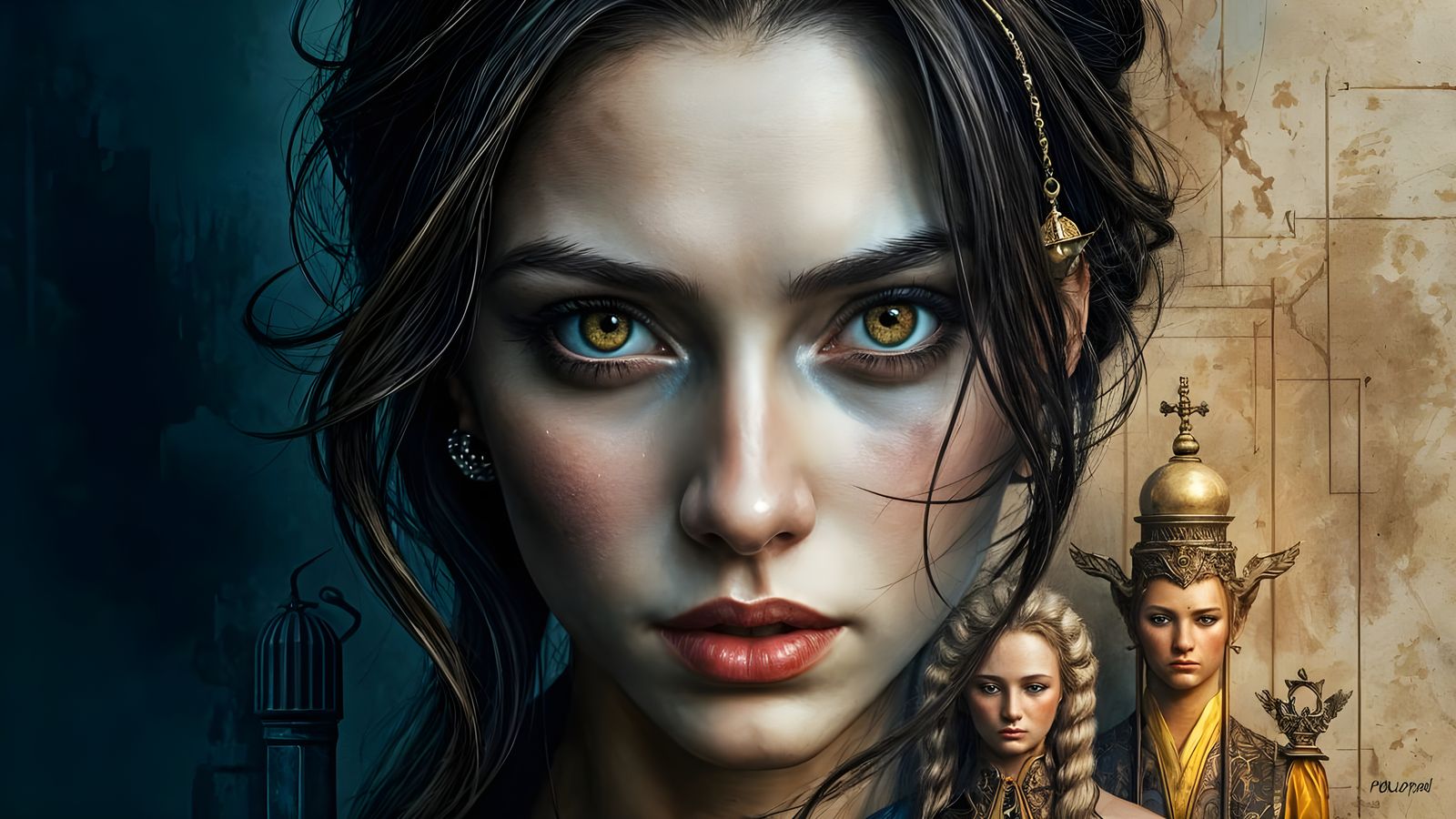 Dual Portrait in Baroque Style with Airbrush and Sketch