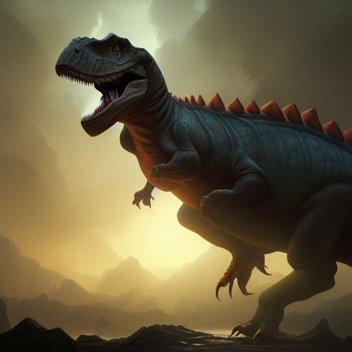 Muscular Dinosaur in Dark Fantasy Style