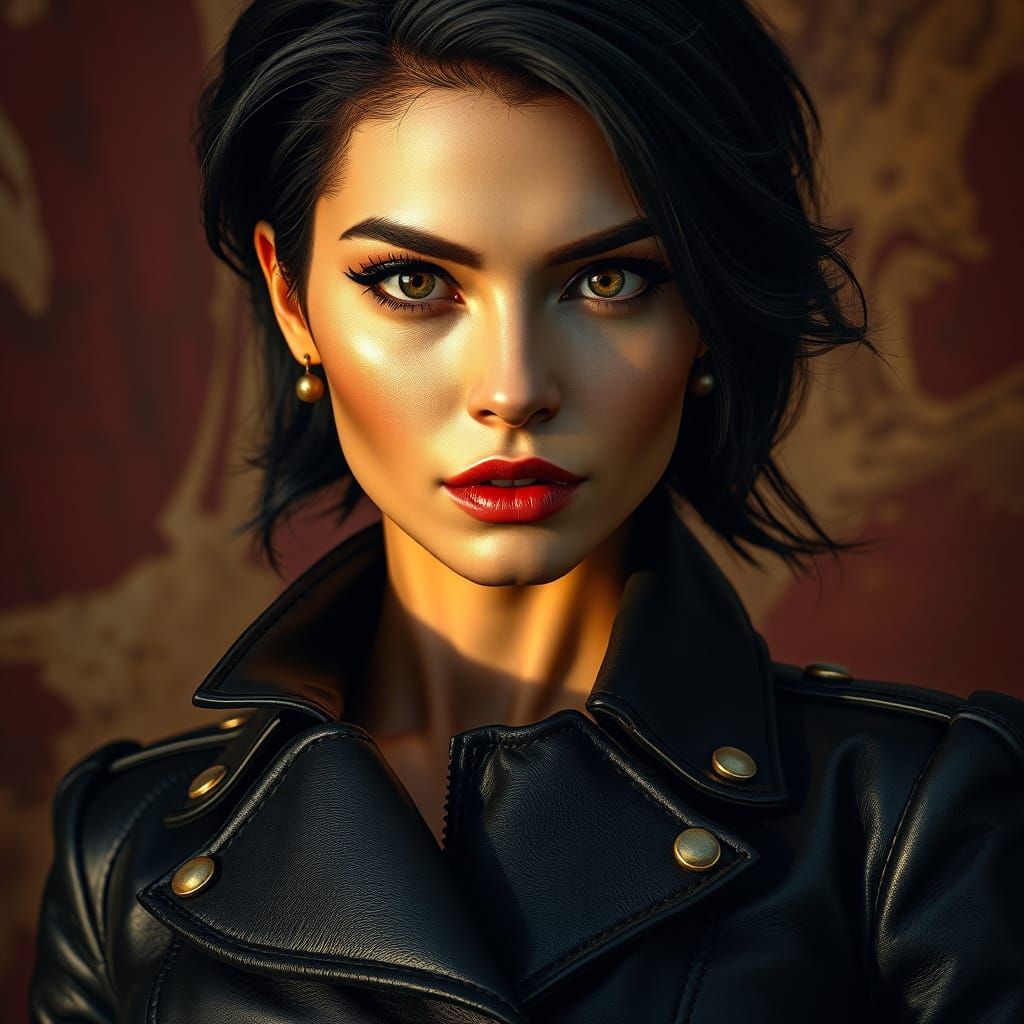 Elegant Woman in Dramatic Lighting, Digital Art