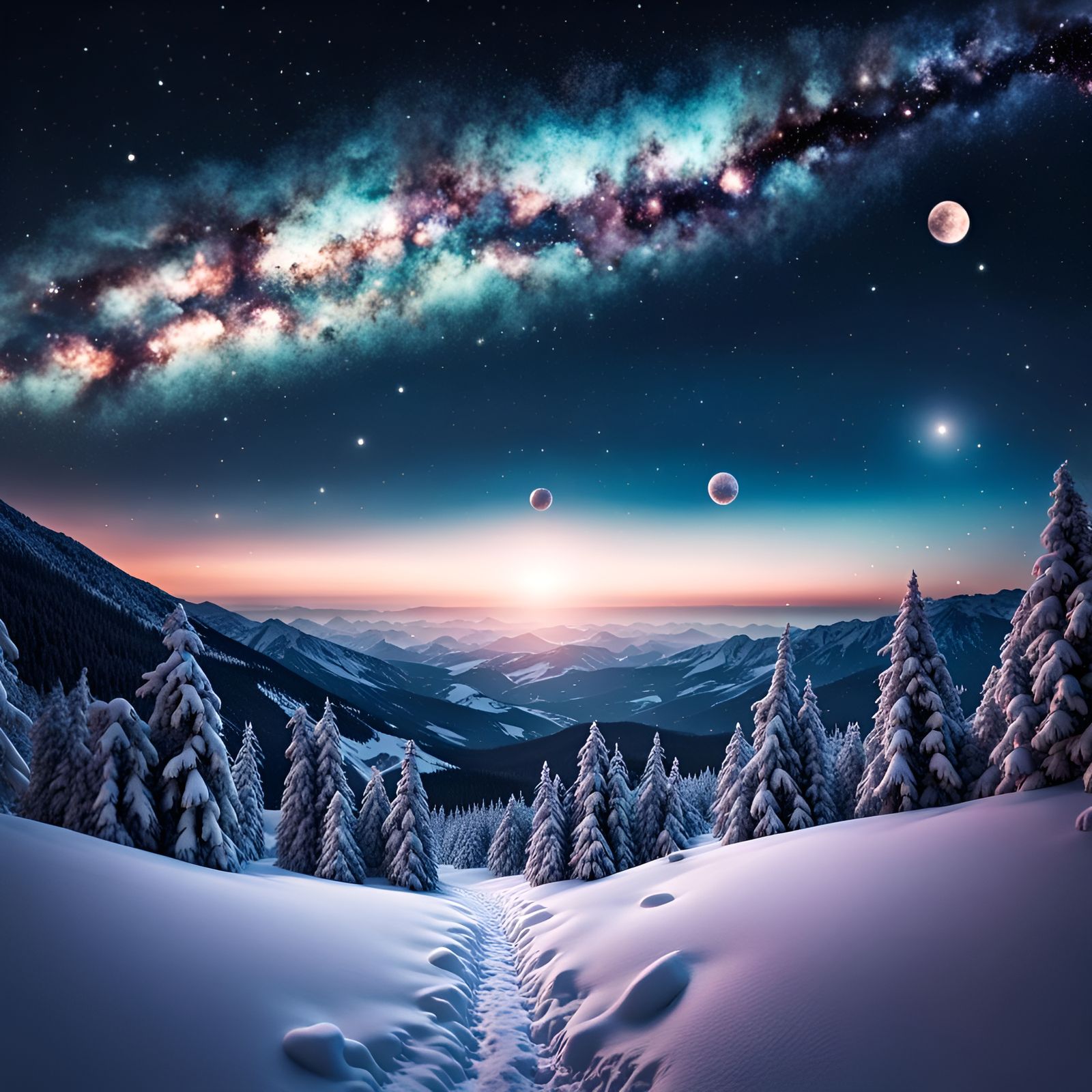 Pastel Night Sky with Billions of Stars