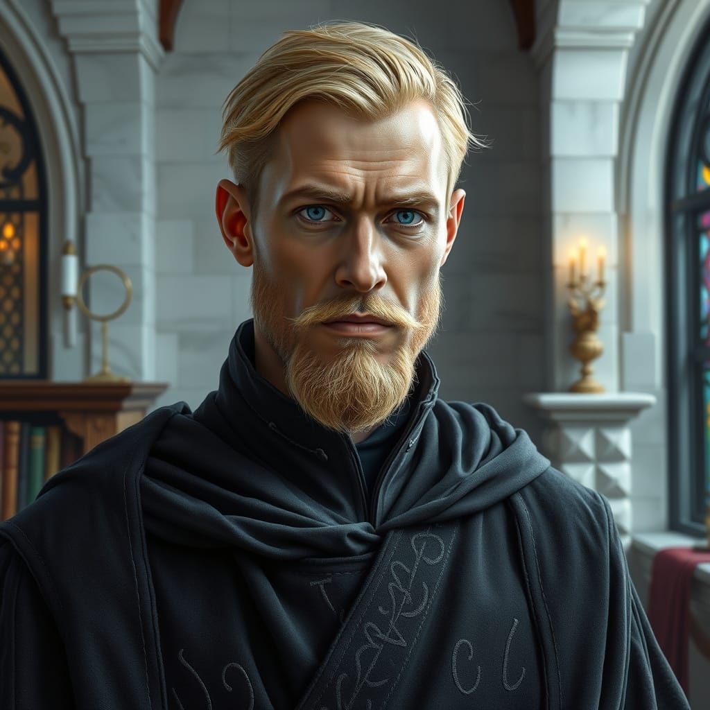 Mage in Arthurian Office: Hyperrealistic Digital Art