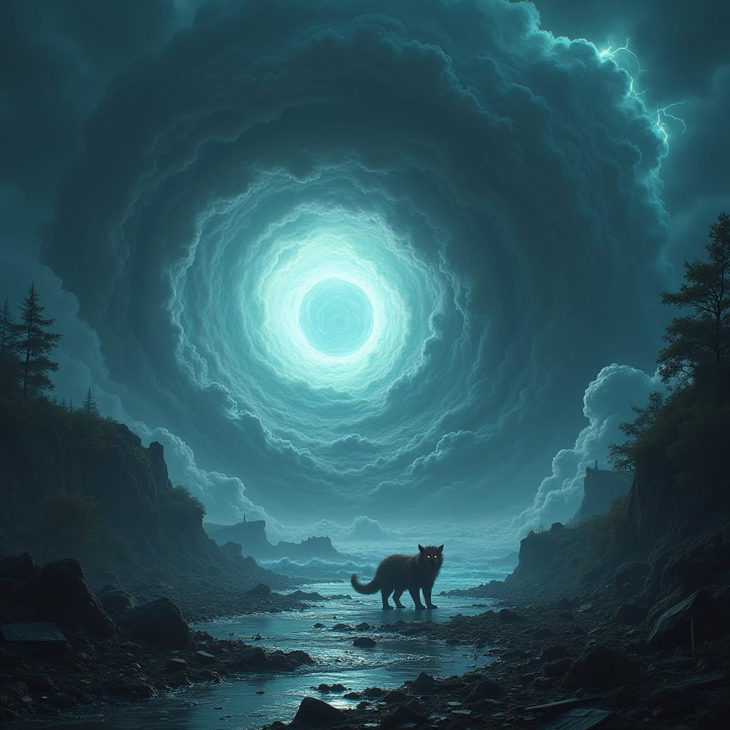 Tasmanian Devil Hurricane in Eerie Mystical Landscape