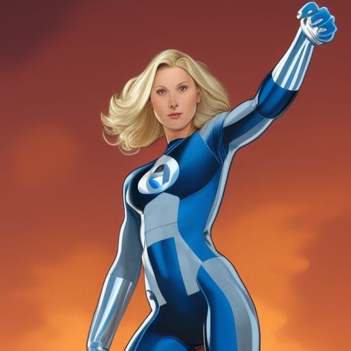 Sue Storm Portrait in Classic Comic Book Style