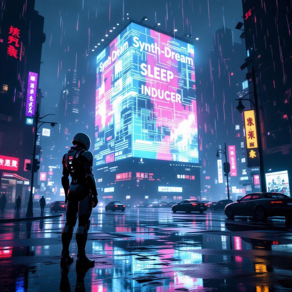 Android in Neo-Noir Metropolis
