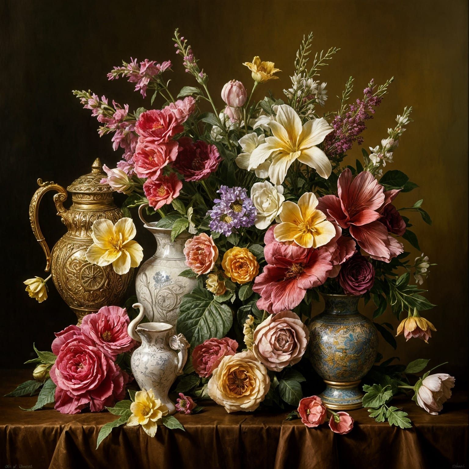 Hyperdetailed Still Life Masterpiece in Oil Painting Style