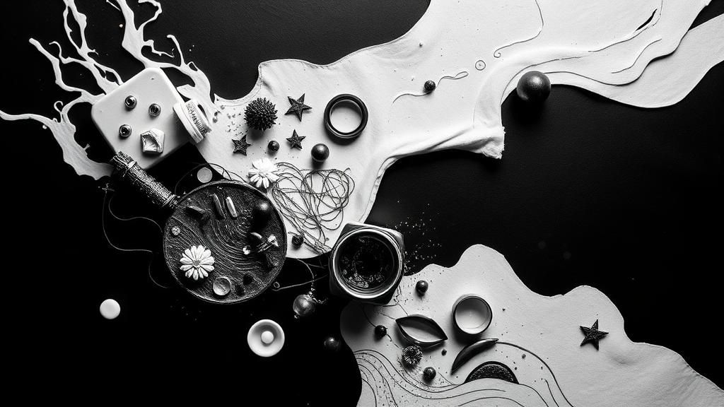 Monochrome Abstract Shape with Rings