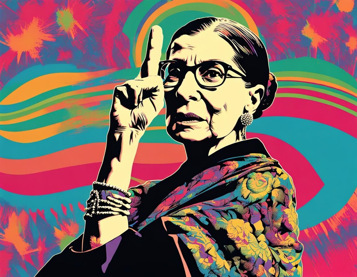 Psychedelic Pop Art Portrait of Ruth Bader Ginsburg