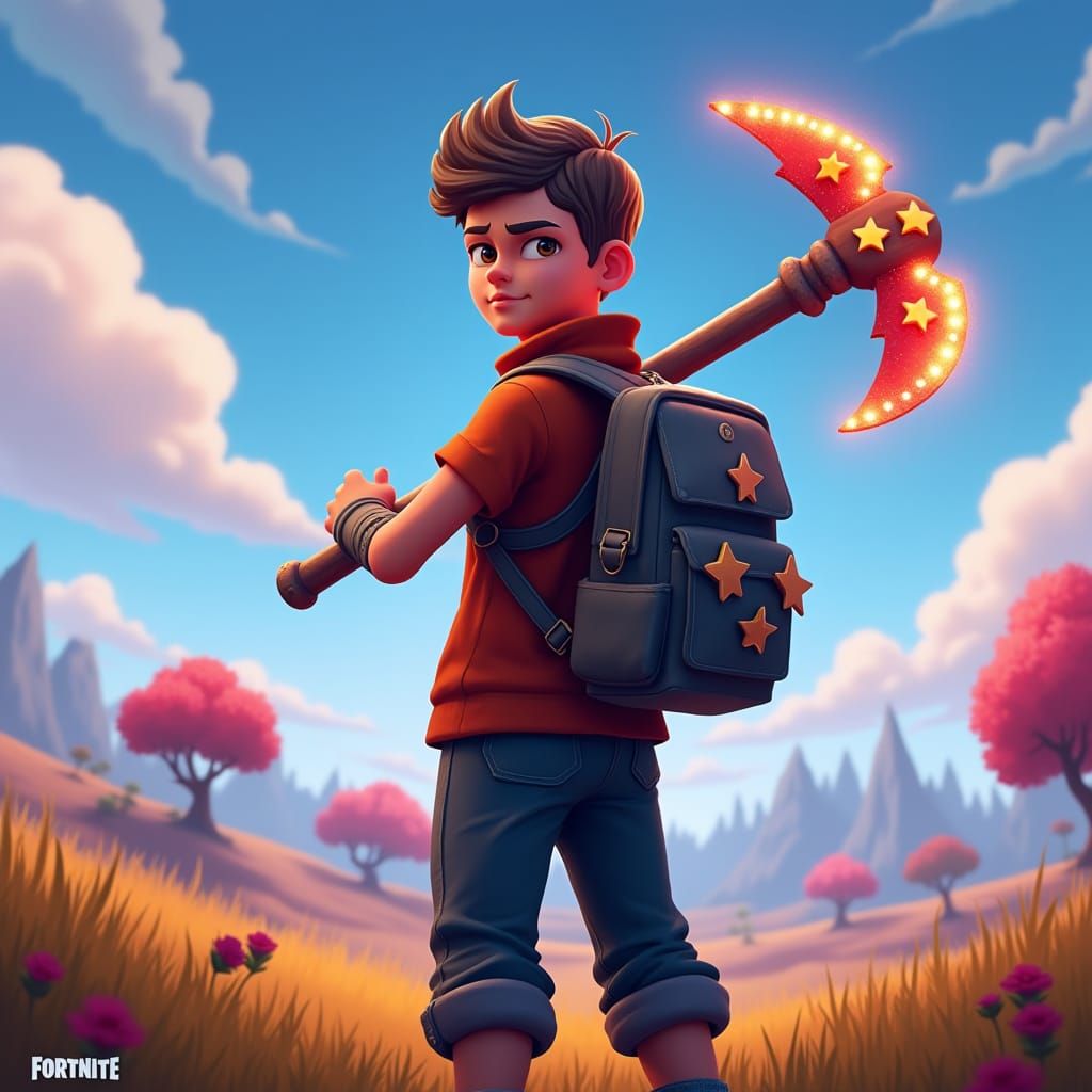 Heroic Fortnite Boy with Star Pickaxe