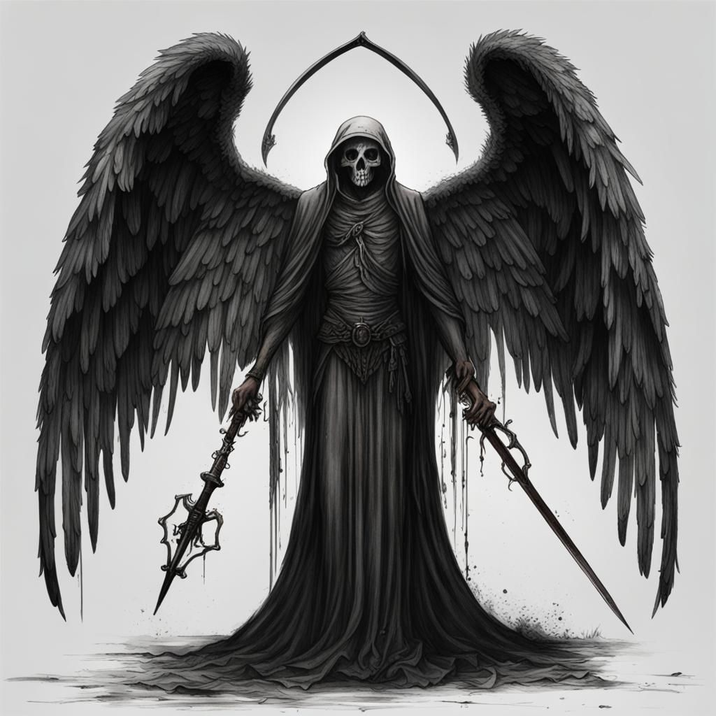 Stylized Angel of Death Illustration