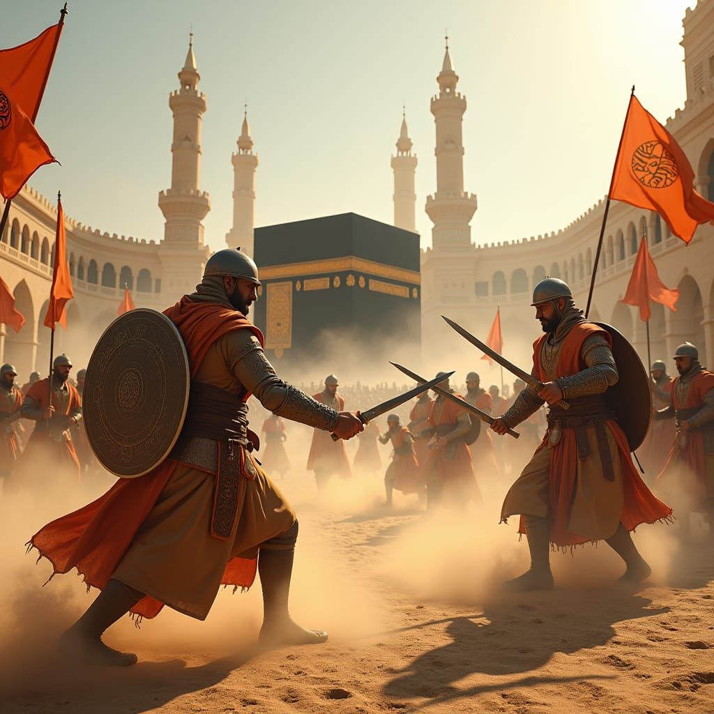 Epic Battle in Mecca: Warriors Clash in Ancient City
