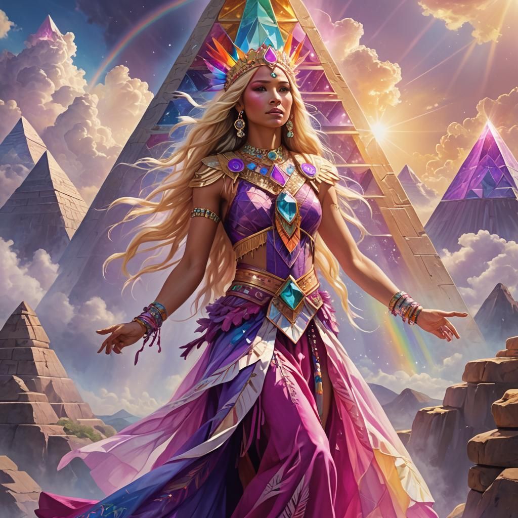 Rainbow Native American Princess in Crystalline Atlantis