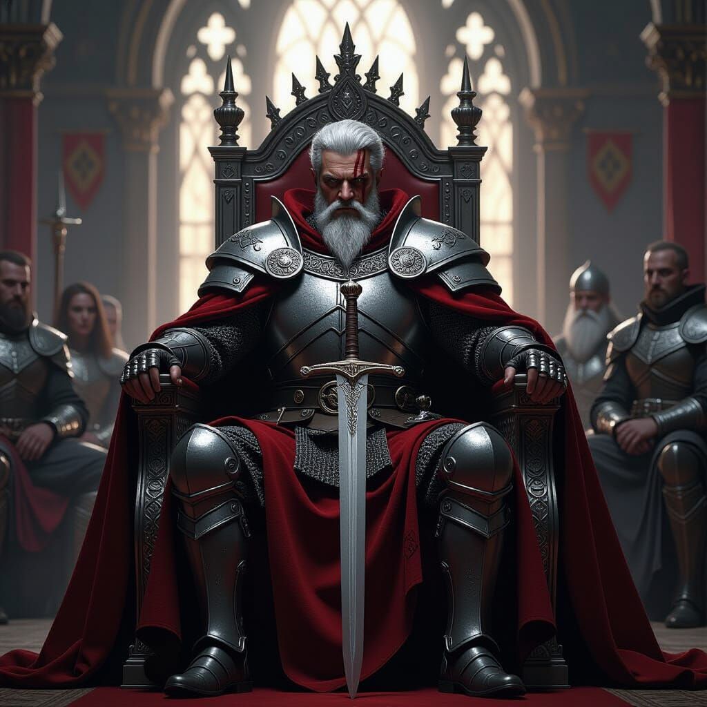 Lord on Silver Throne in Opulent Throne Room