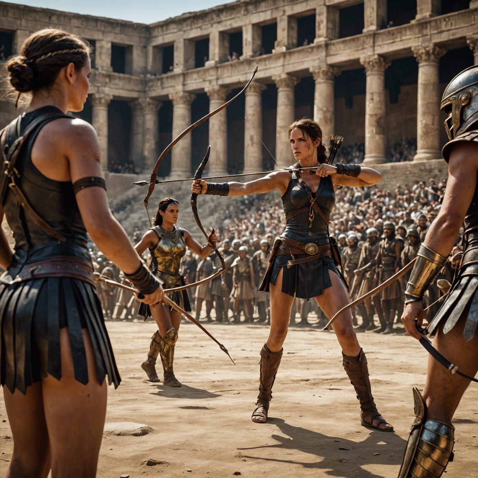 Ancient Archery Competition in Roman Arena, Photorealistic 3...