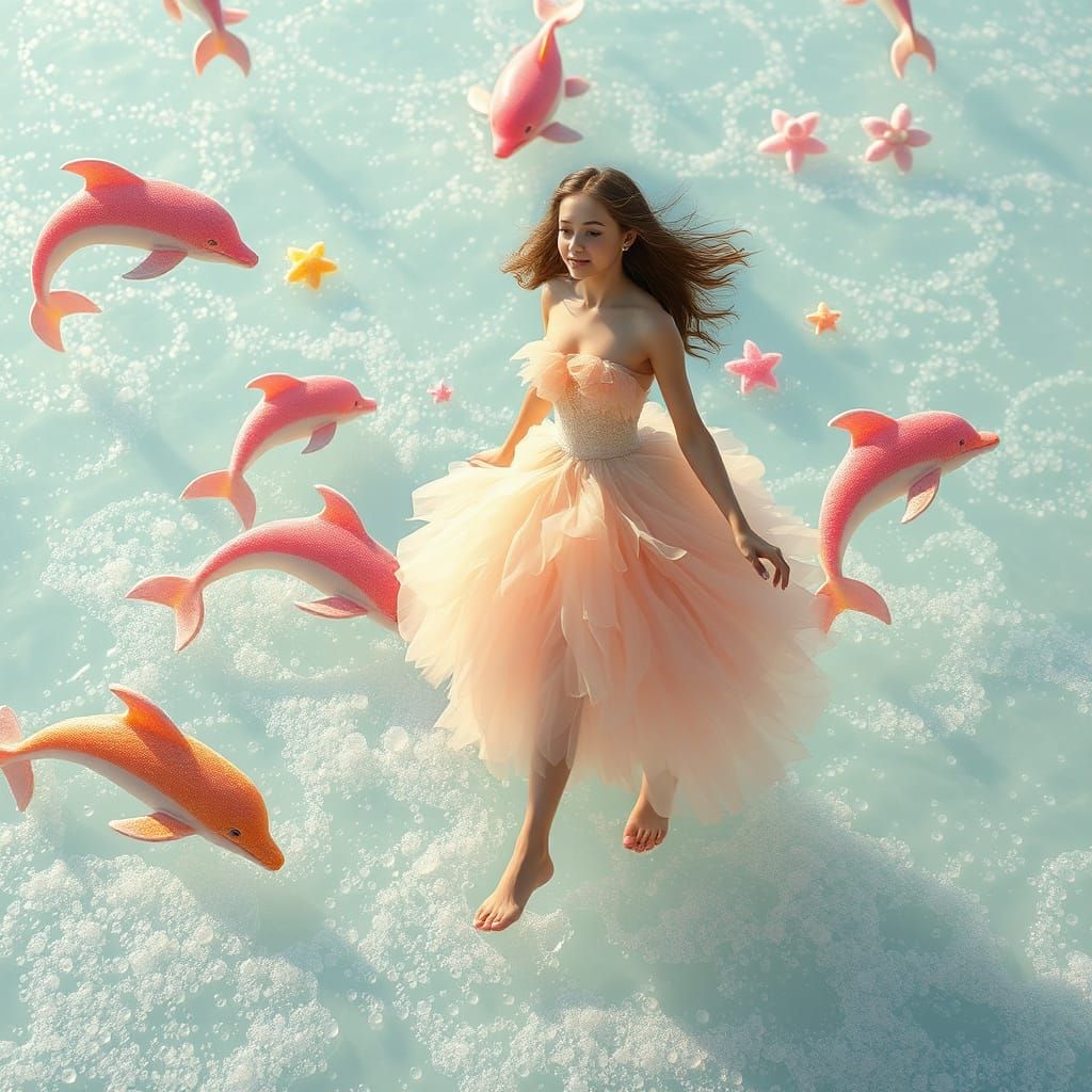 Dreamlike Soda Sea with Candy Creatures