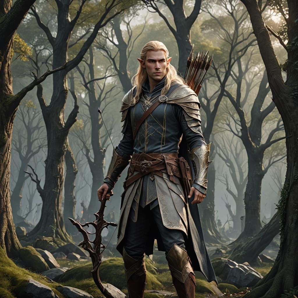 Elven Archers in a Dark Forest: Fantasy Concept Art