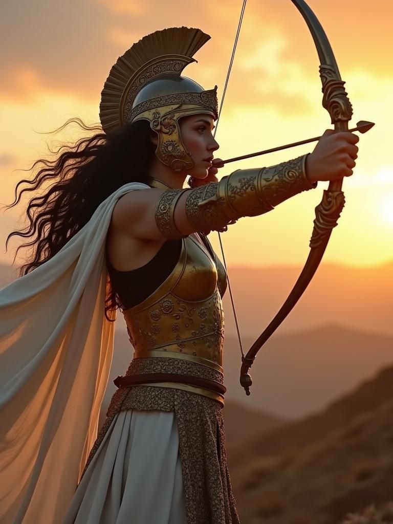 Female Knight in Greek Costume, Bronze Armor