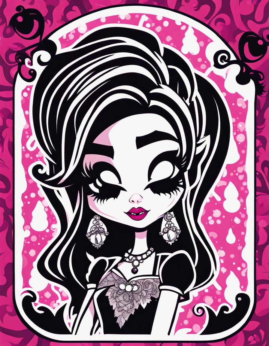 Monster High Draculaura Portrait in Alcohol Ink