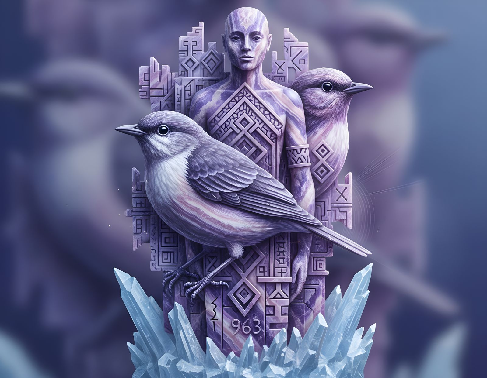 Amalgamation of Striated Lepidolite and Charoite in Geometri...