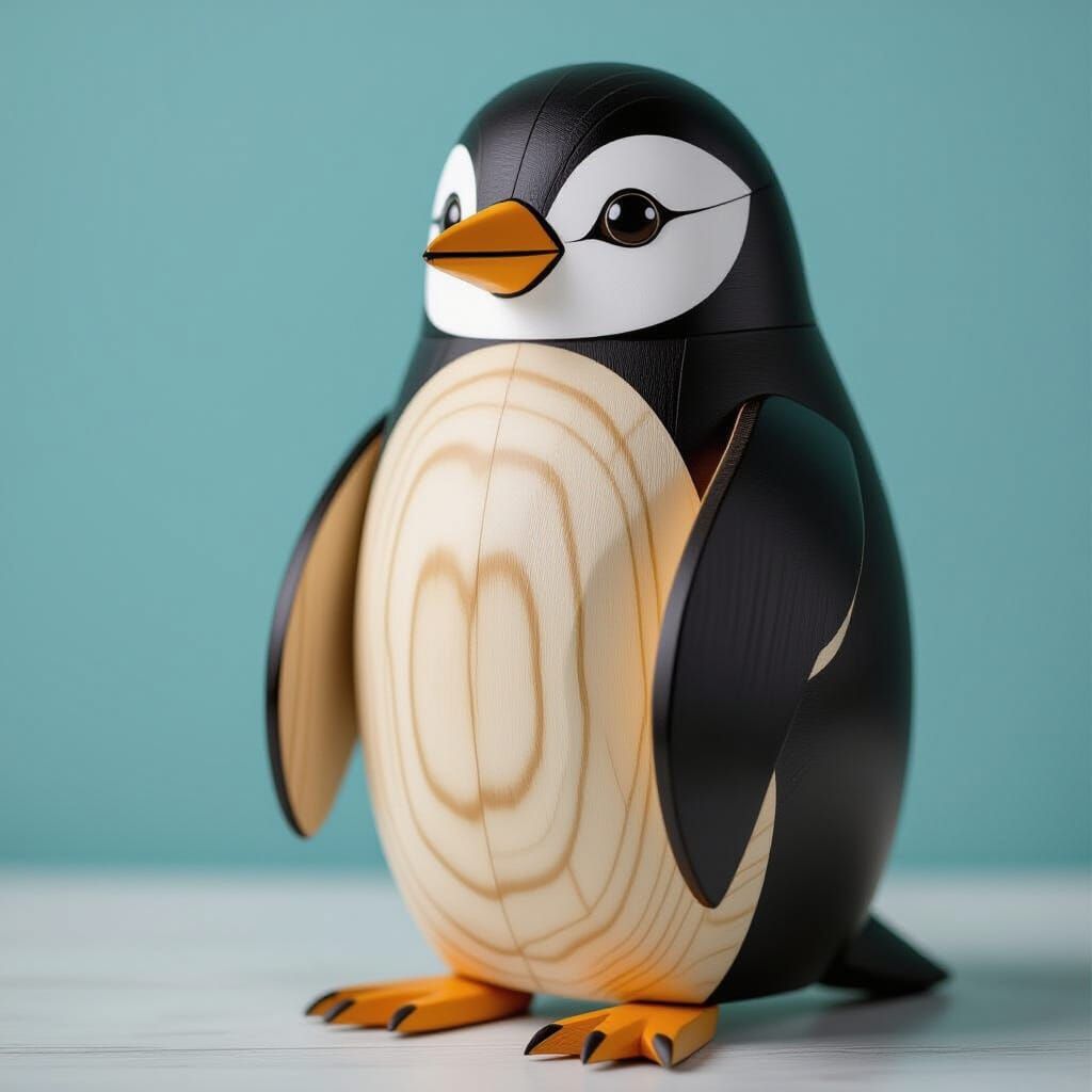 Wooden Penguin Sculpture: A Charming Creation