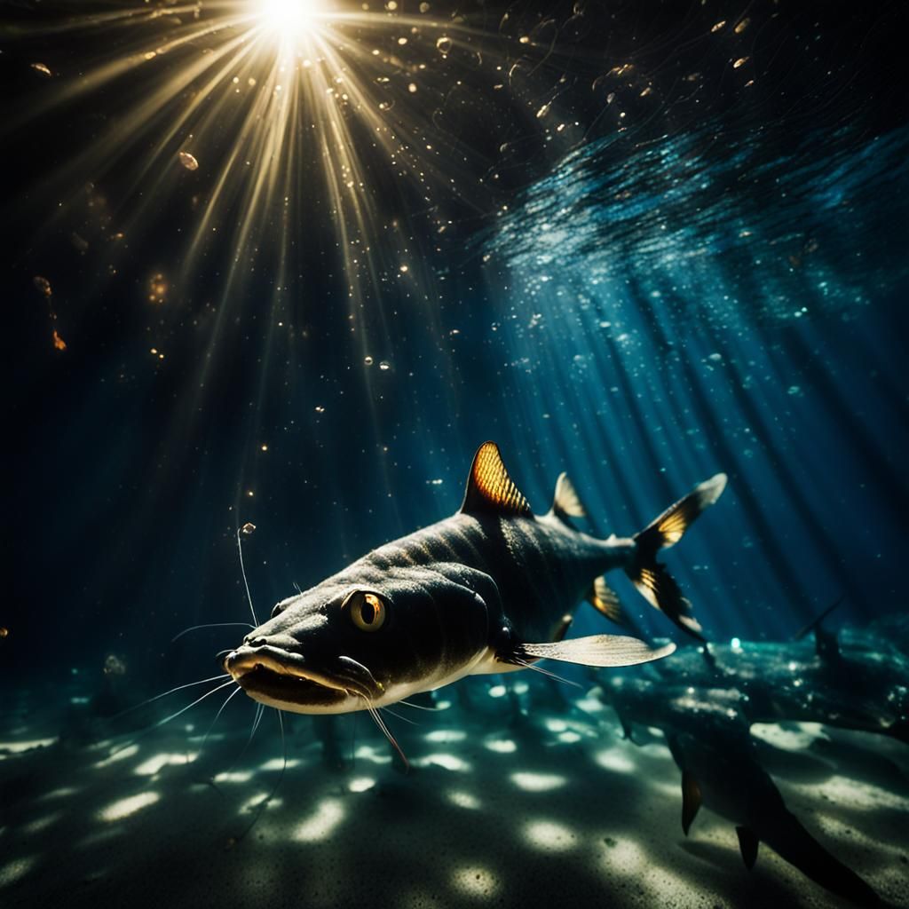 Catfish and Shadow Cat in Ocean Depths