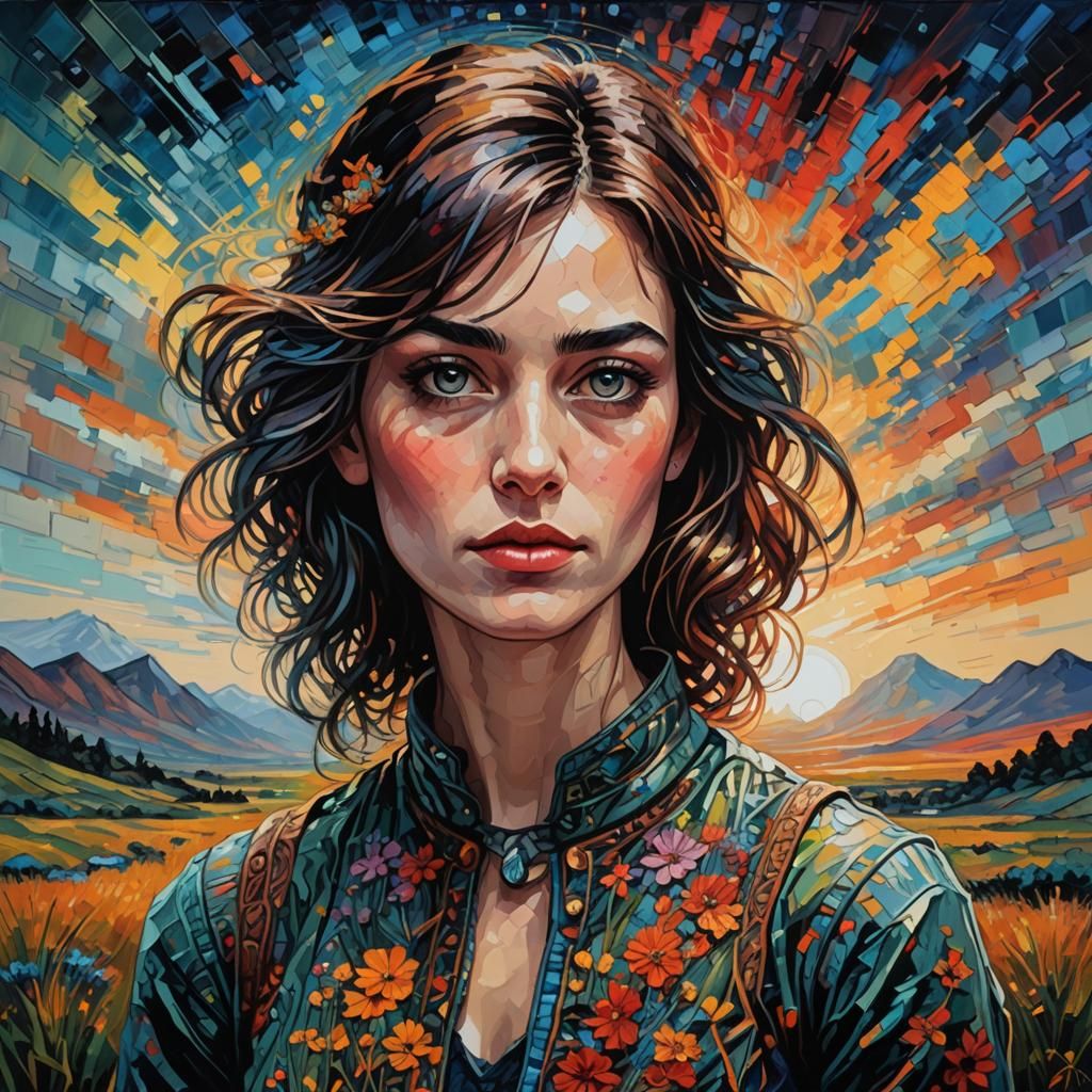 "portrait of a young woman” Claude Monet, Dan Mumford"...
