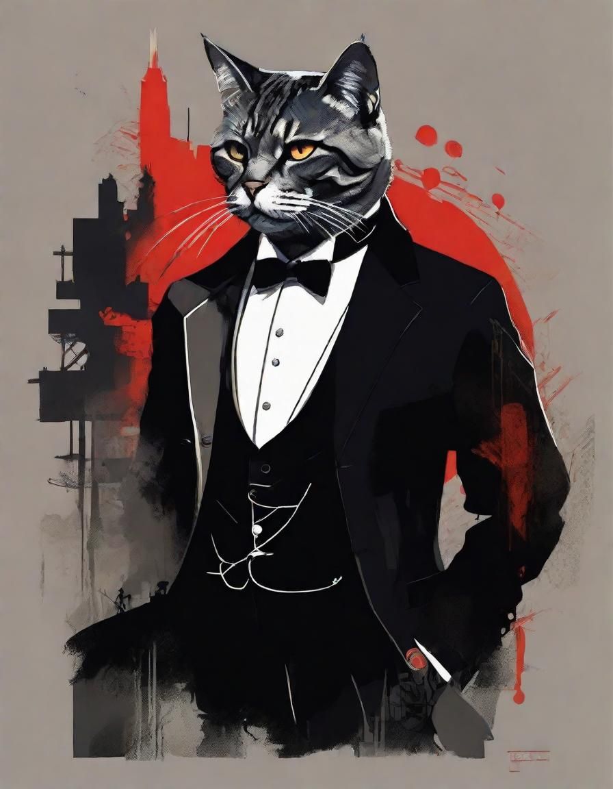 Tabaxi Cat Mafia Boss in Chiaroscuro Style