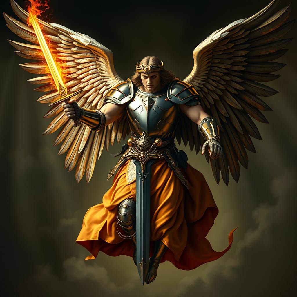 Majestic Angel Descends in Shining Renaissance Armor