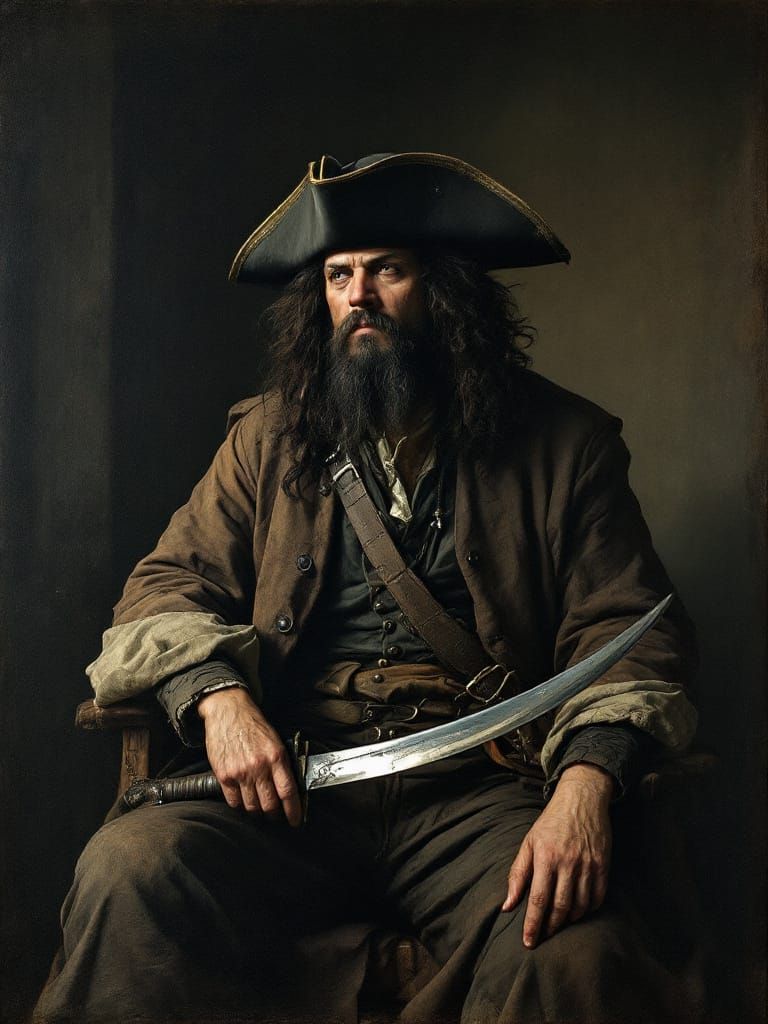 Blackbeard Portrait in Goya-Bruegel Style