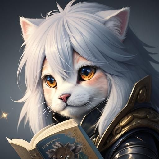 Anime Style Cute Animal Reading Book