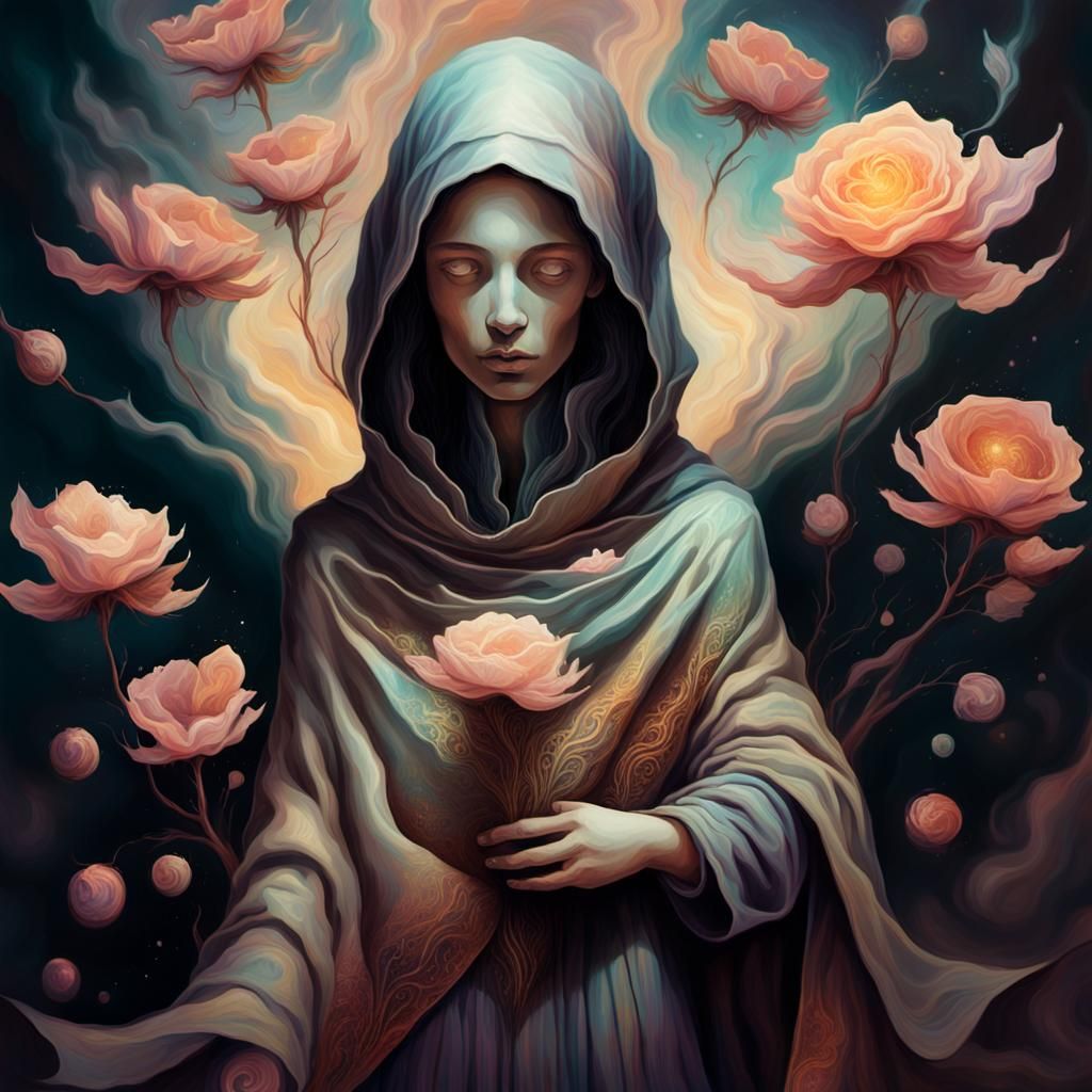 Cosmic Dreamer Lost in Vibrant Astral Clouds