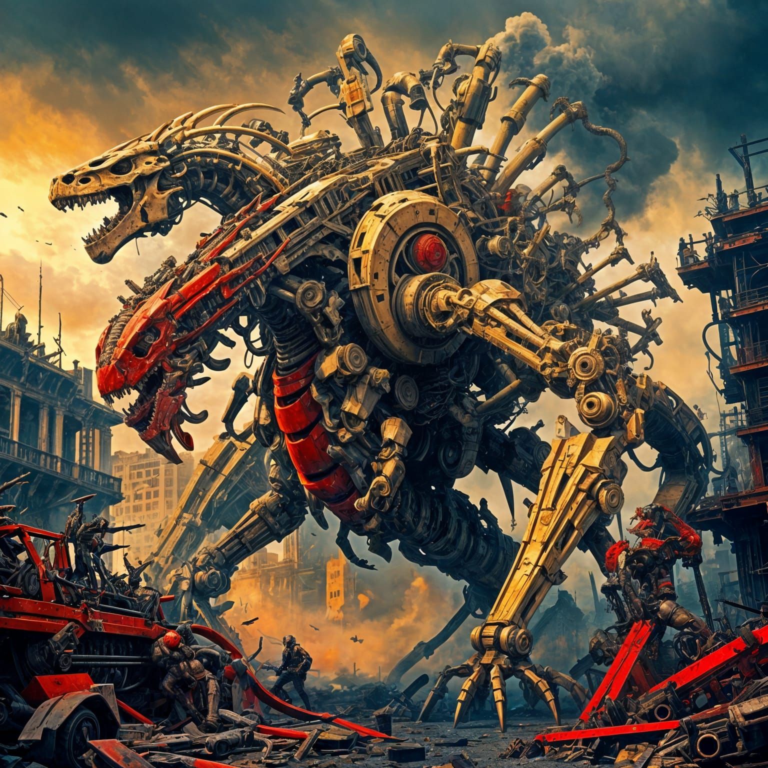 Mechanical Bone Hydra in Dystopian Warzone