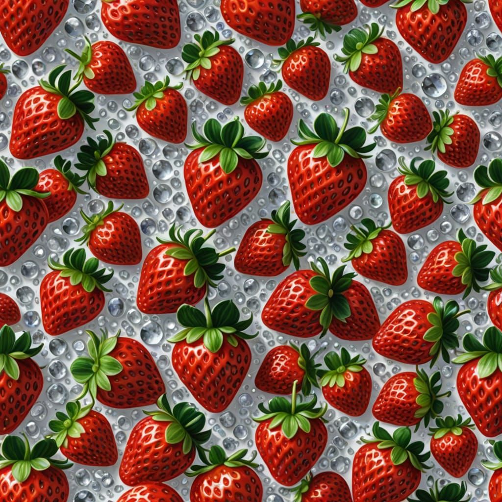 Sparkling Crystal Strawberry: Hyperrealistic Still Life