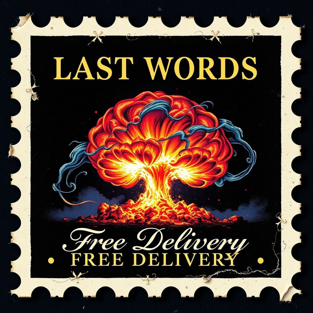 Regal Atomic Explosion Postage Stamp in Bismuth Style