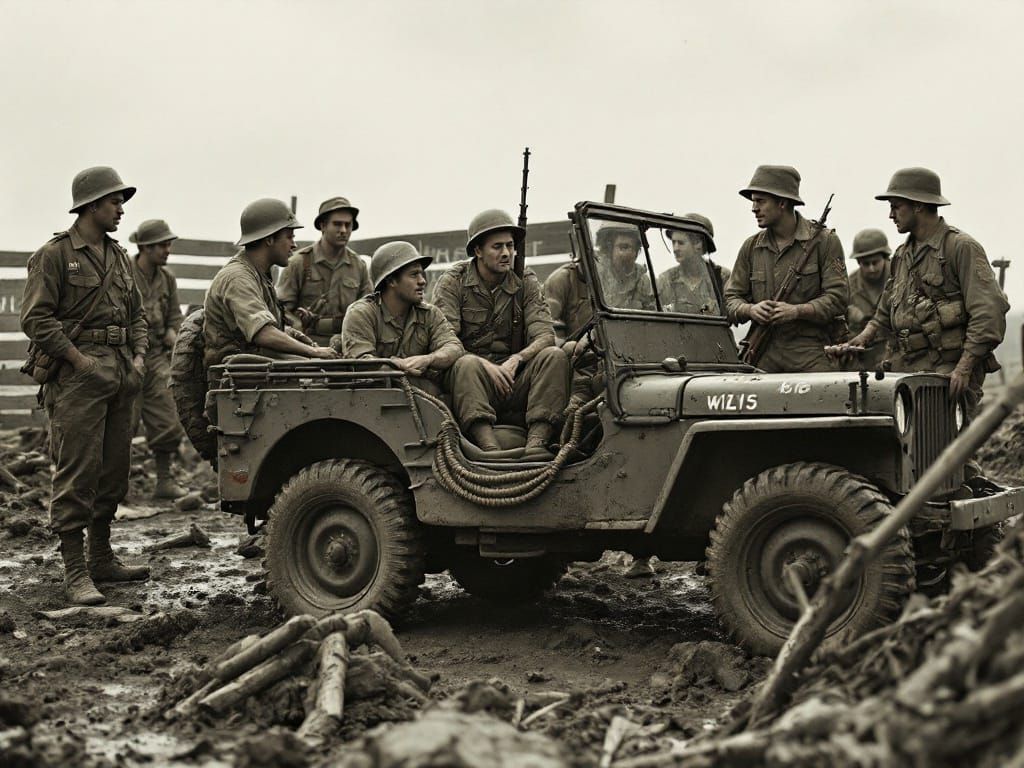 Soldiers Share War Stories Under the Rainy Night Sky