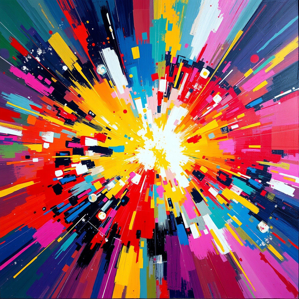 Abstract Explosion of Color in Expressionist Style