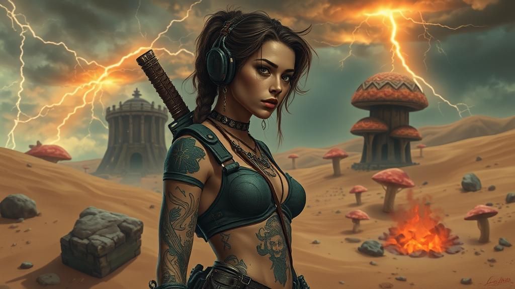 Punk Rock Warrior in Dystopian Wasteland Sandstorm