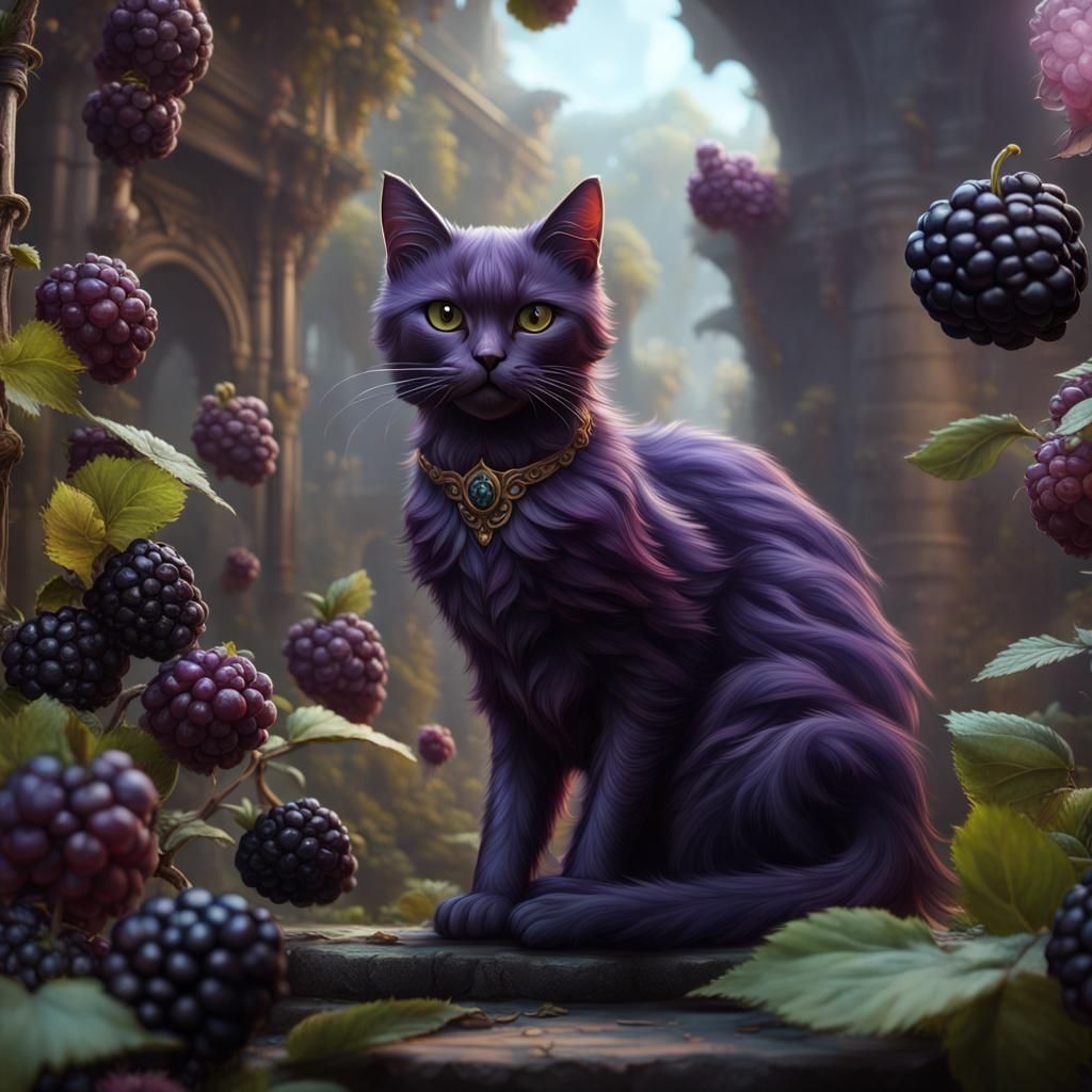 Fantastical Blackberry Cat Matte Painting