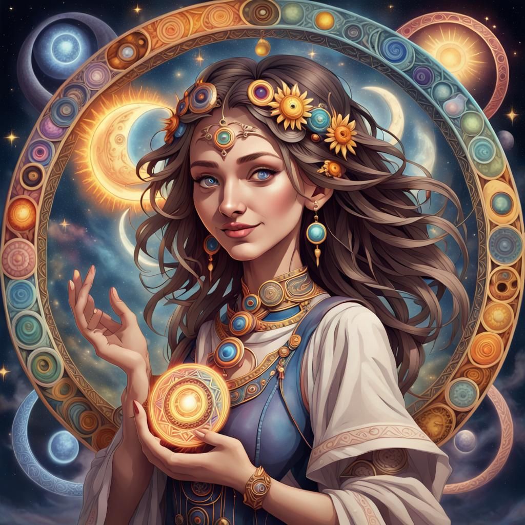 Celestial Woman Symbolizing Magic in Fantasy World