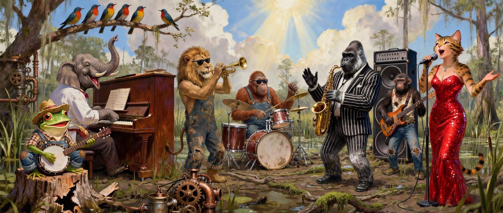 Swamp Jazz Band: Anthropomorphic Animals Play Steampunk Musi...