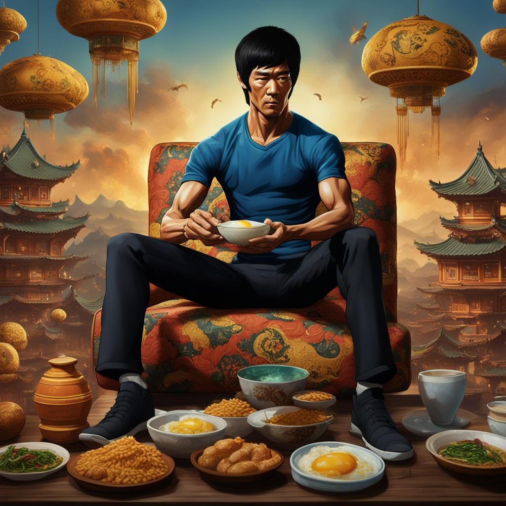 Bruce Lee's Egg Foo Young Feast: Detailed Matte Painting