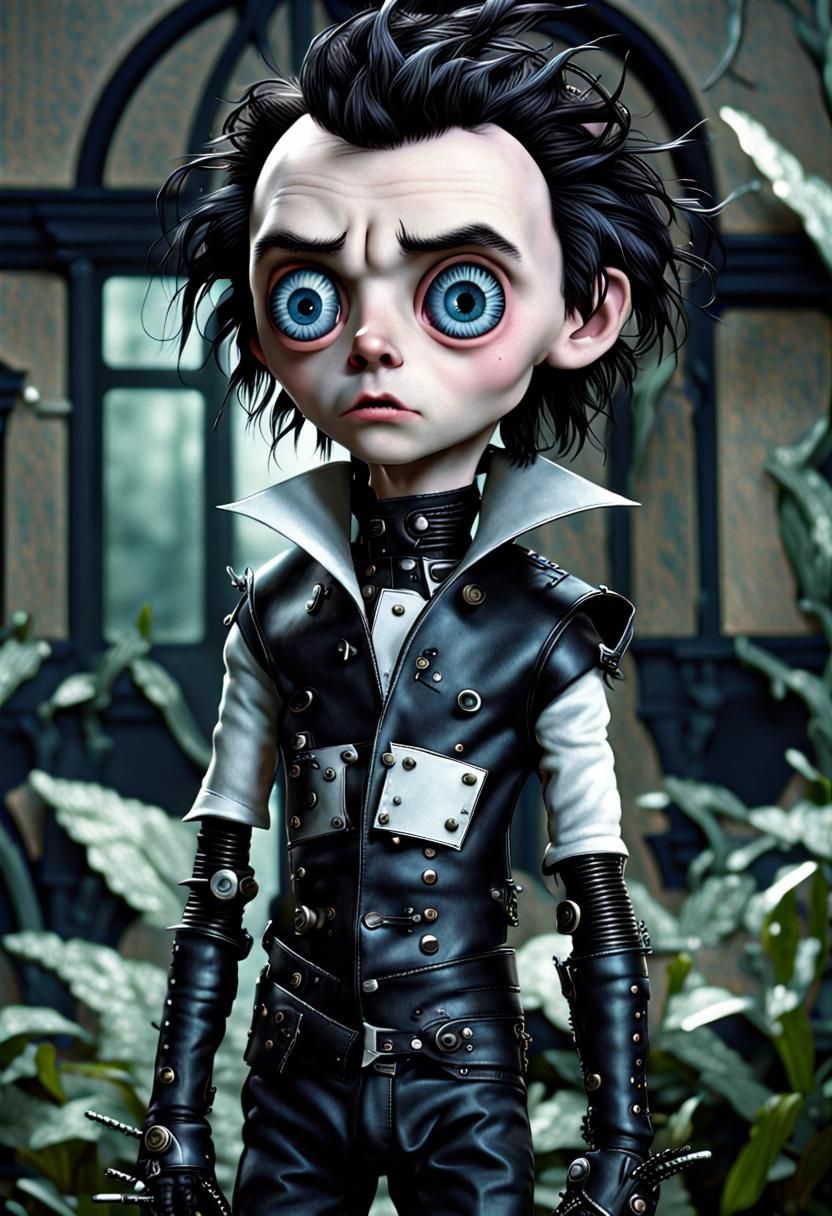 Edward Scissorhands Portrait with Dark Hair