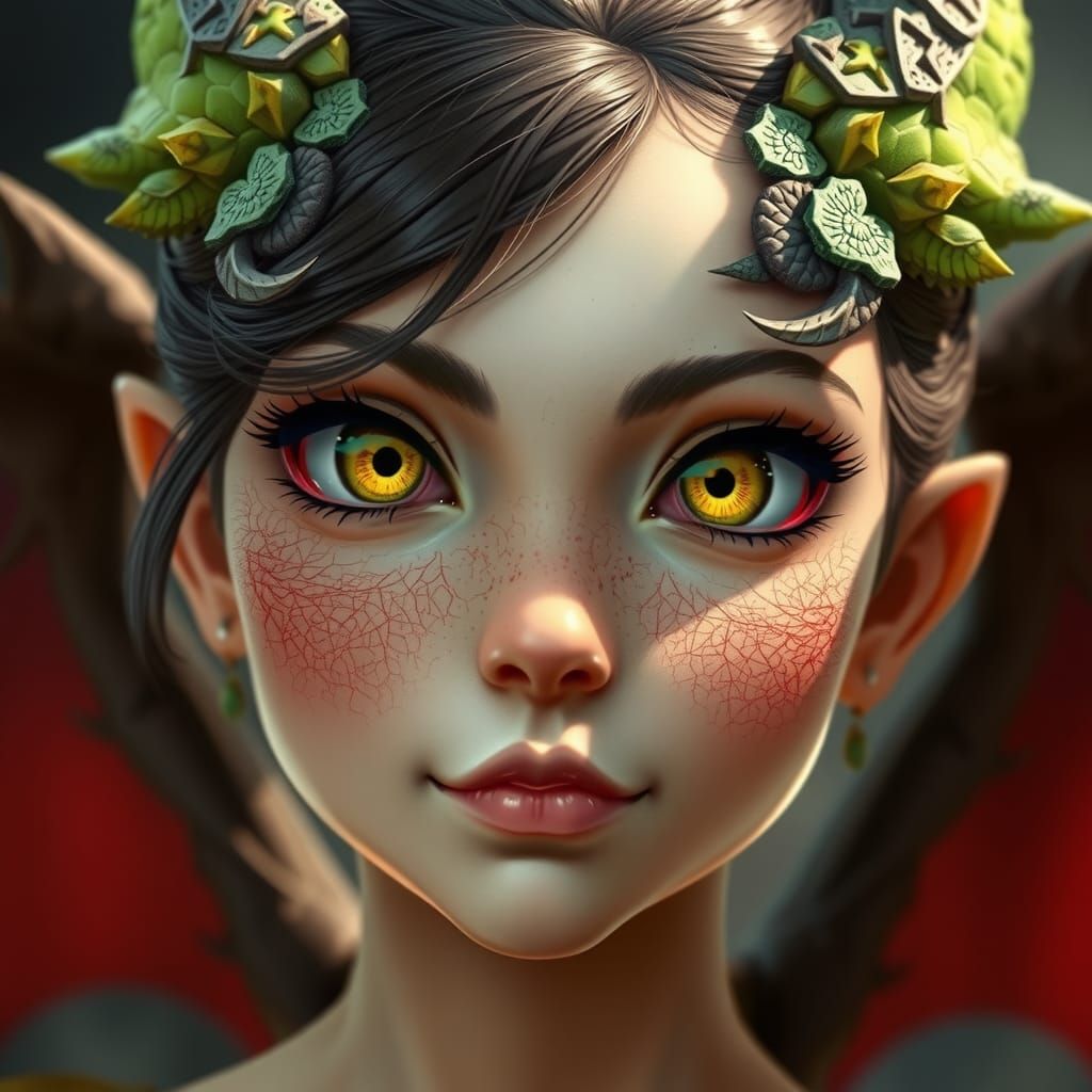 Dragon Girl with Reptilian Features and Wings