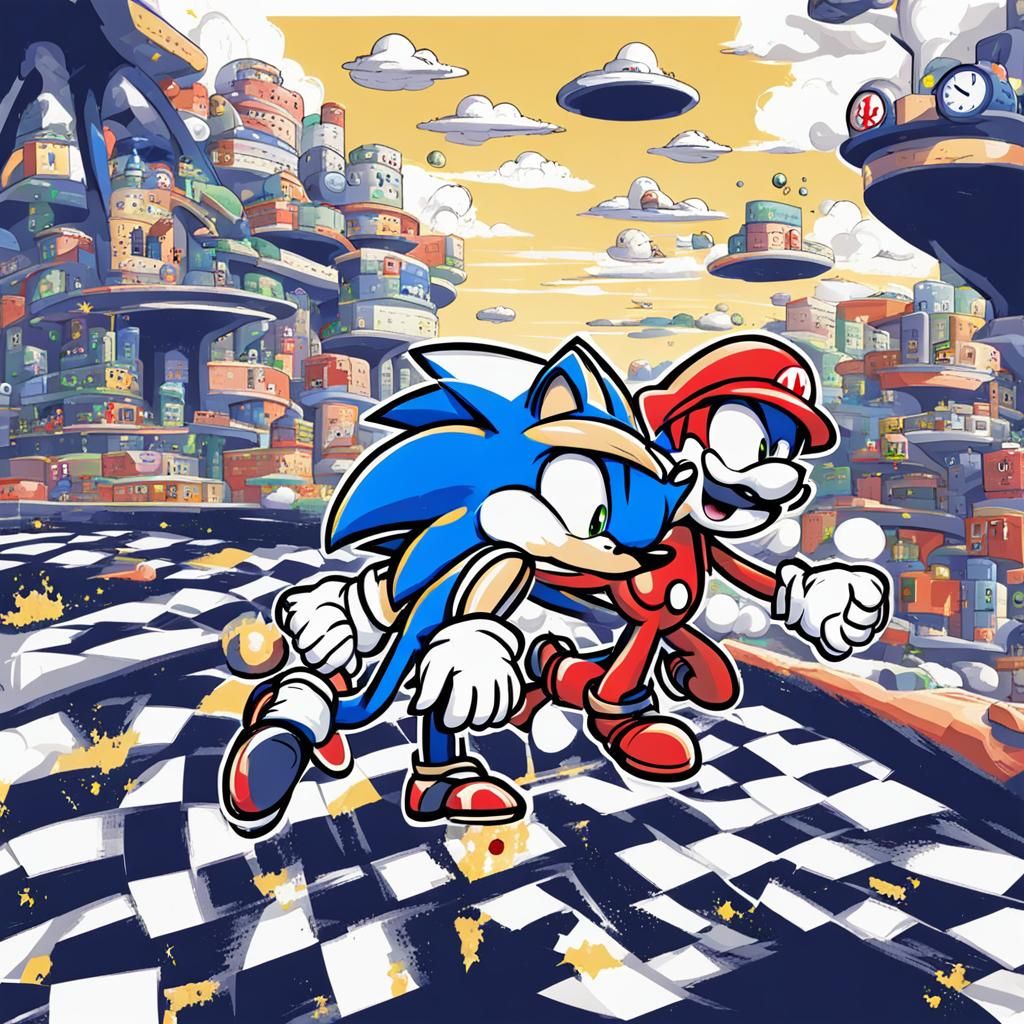 Sonic and Mario AI Image