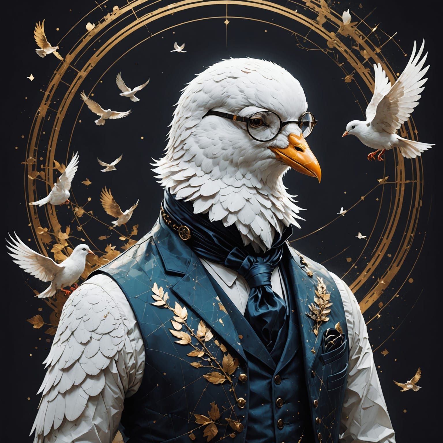 Stylish Isekai Dove with Shimmering Aura