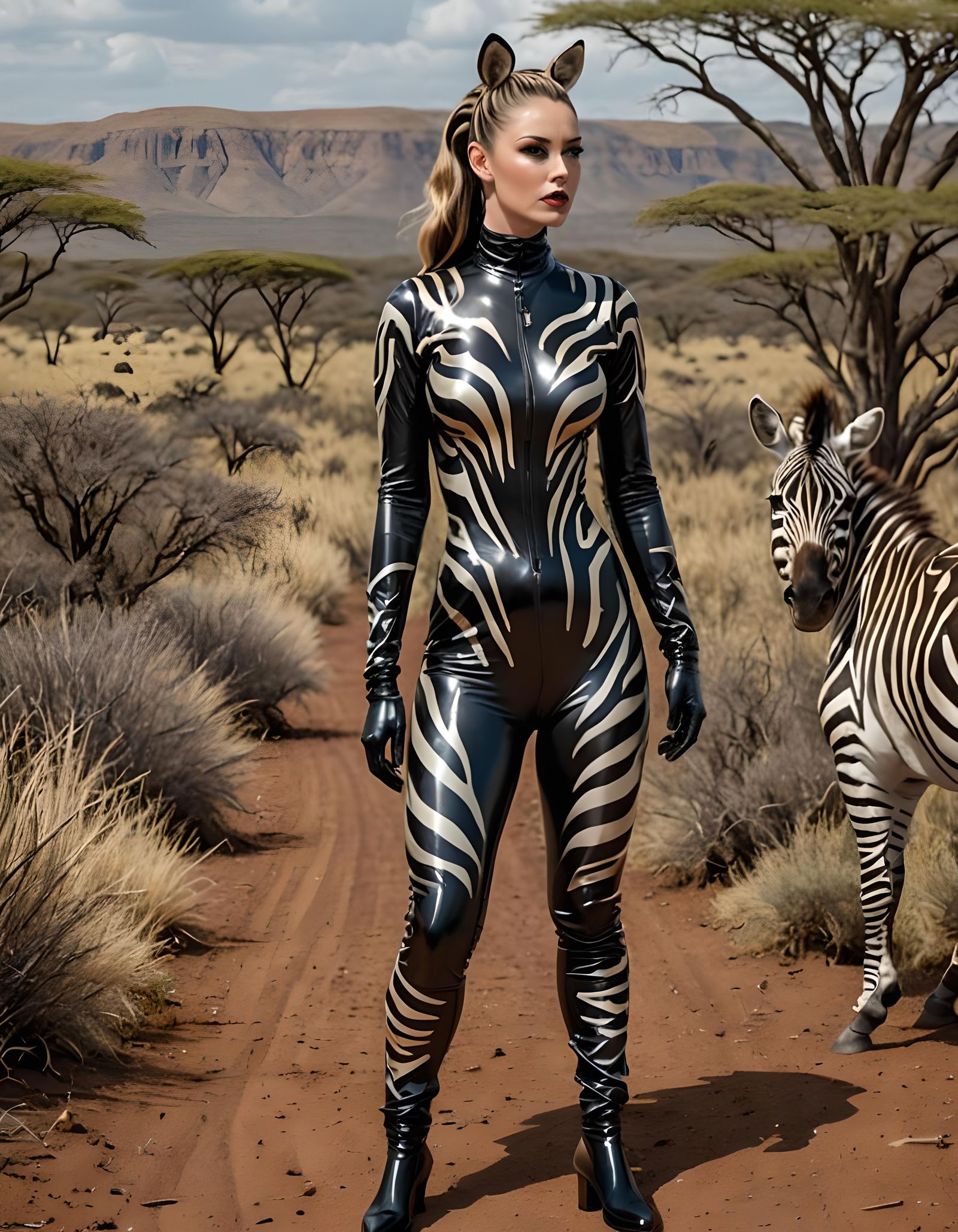 Zebra Catsuit in the African Savanna