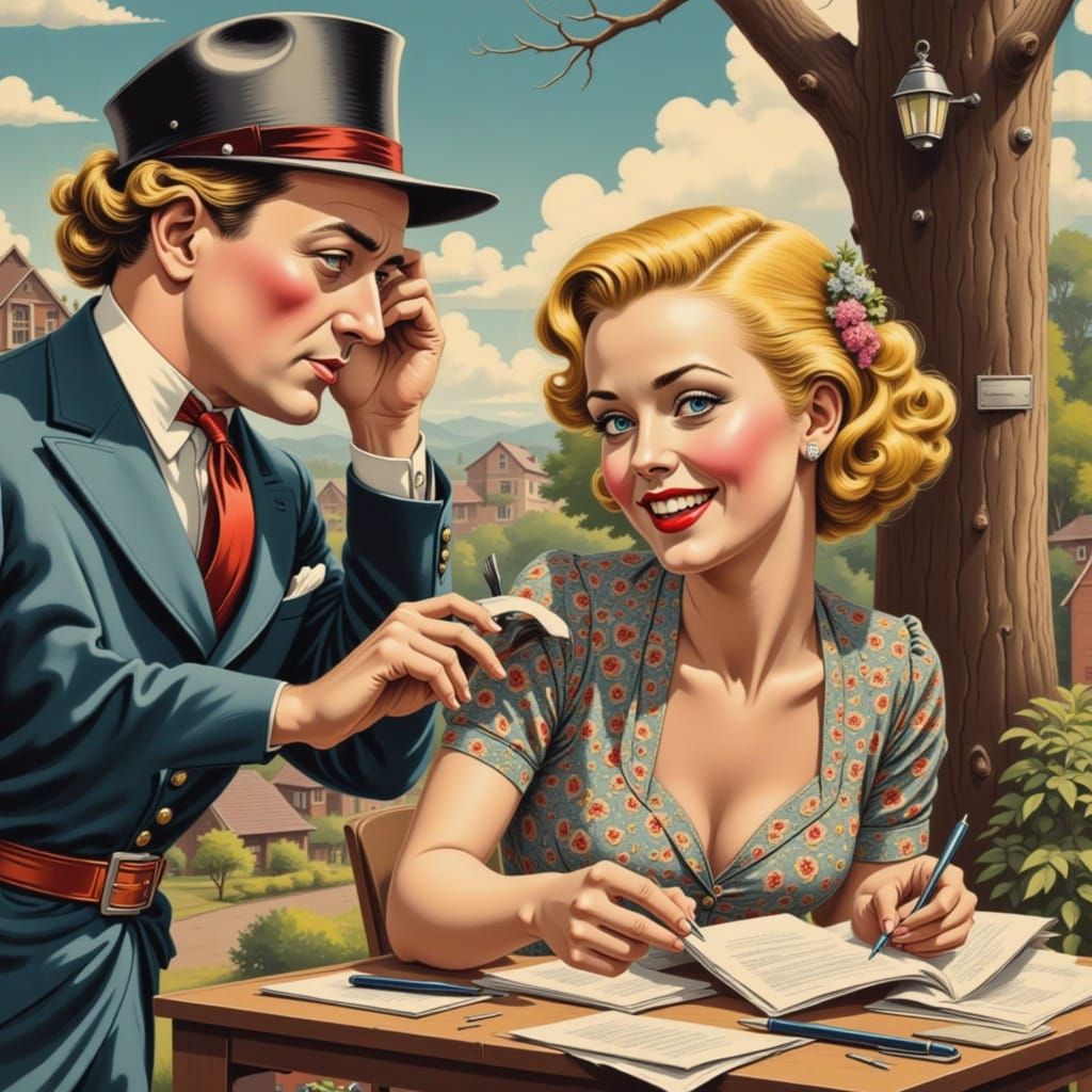 Postman Delivers Letter in Cosmic Rockabilly Style