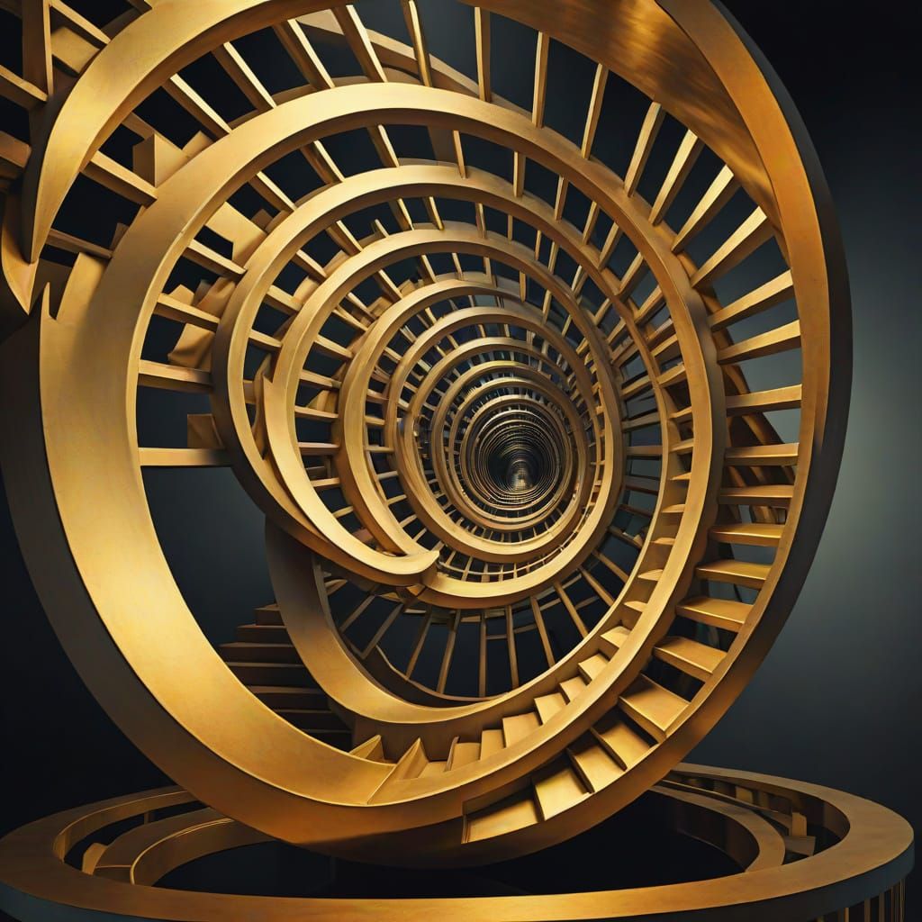 Ethereal Staircase Sculpture in Golden Hour