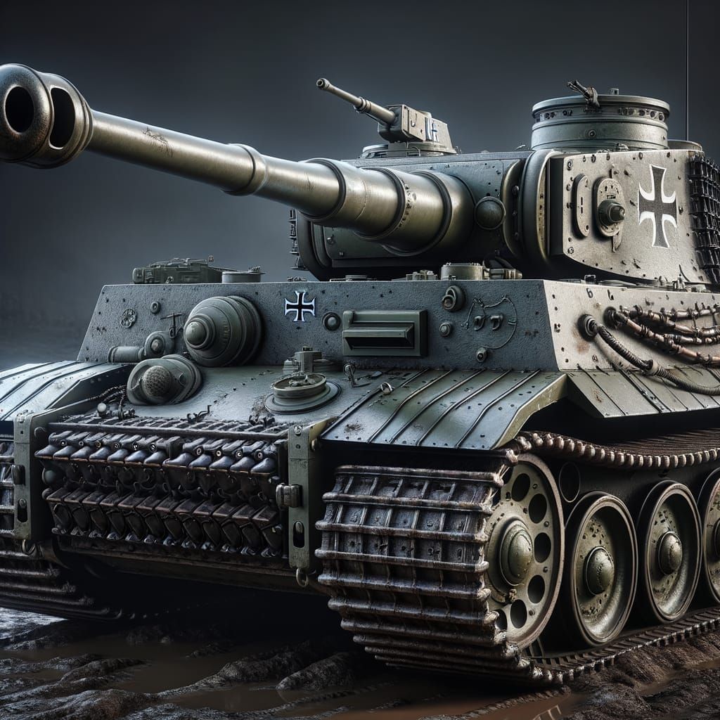 Tiger I Tank with KV-2 Howitzer Turret in Realistic Game Sty...