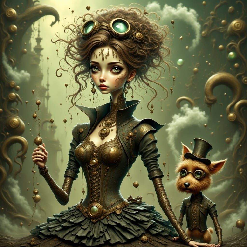 Steampunk Siren with Loyal Companion